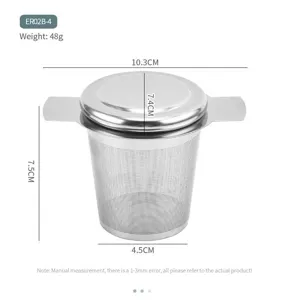 Infuseur à thé en acier inoxydable avec couvercle et anses pour infuser le thé en vrac.