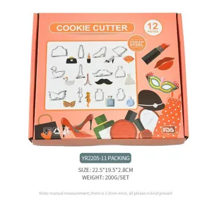 Stainless steel cookie cutter set 12 pieces DIY baking mold pastry biscuit making tools