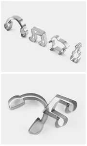 Set d'emporte-pièces en inox notes de musique et animaux pour pâtisserie et cuisson DIY.