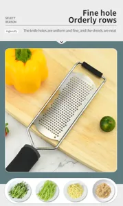 Stainless steel cheese grater kitchen shredder with non-slip handle for vegetables lemon