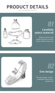 Stainless steel cookie cutter detail showing multi-shapes and durable material build.
