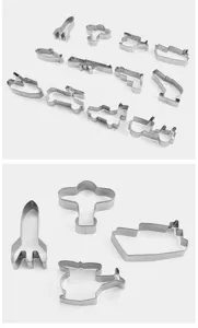 Stainless steel military cookie cutter set 12-piece DIY baking mold for biscuits and pastry.