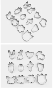 Set taglia biscotti Pasqua in acciaio inox, 12 pezzi stampi metallo per dolci e biscotti.