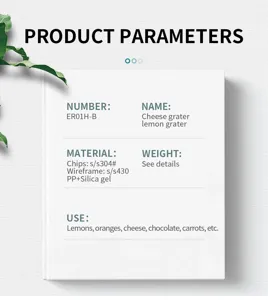 Edelstahl-Käse- und Zitronenreibe Detailangaben mit hochwertigen Materialien für Küche.