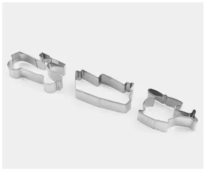 Stainless steel military pattern cookie cutters detail shot for DIY baking and crafts.