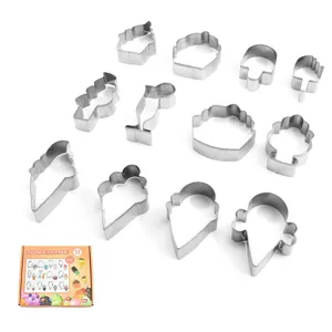 Edelstahl Ausstechformen 12er Set, langlebige Backform für DIY Kekse und Gebäck.