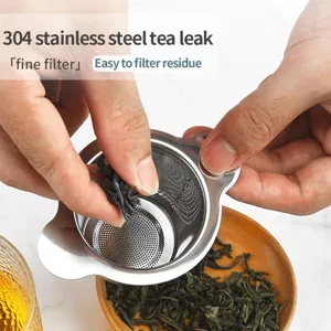 304 stainless steel tea strainer double handle loose tea leaf filter fine mesh home tea tool