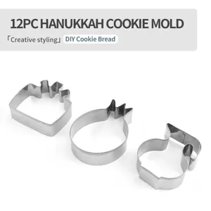 12-delige Hanukkah roestvrijstalen koekjessnijder set voor DIY bakken en gebak