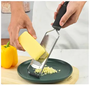 Stainless steel cheese grater with black handle kitchen tool for lemon zester chocolate