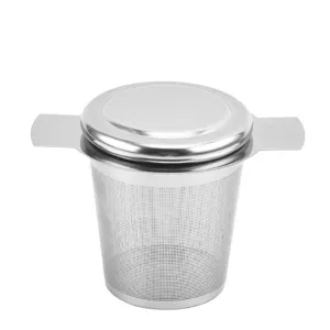 Infuseur à thé en acier inoxydable avec couvercle et poignées filtre fin pour thé en vrac