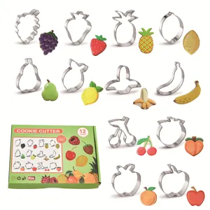 Set di Tagliabiscotti di Frutta in Acciaio Inossidabile Stampo per Pasticceria Fai da Te Strumenti per Dolci Utensili da Cucina Con Scatola di Colori
