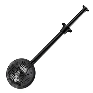 Infusor de té de bola de acero inoxidable con prensa, filtro moderno para té suelto.