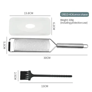 Râpe à citron et râpe à fromage en acier inoxydable avec étui de protection et brosse