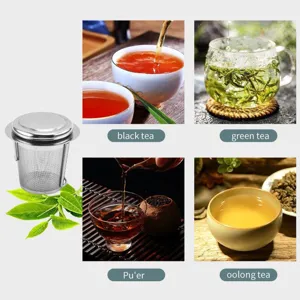 Infuseur à thé pliable en acier inoxydable, filtre à thé durable et pratique.