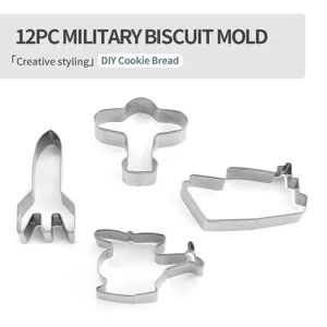 12pcs stainless steel military biscuit mold DIY cookie bread baking cutter tool set