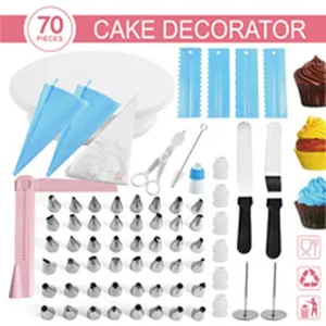 Kit de Decoración de Pasteles 70 Piezas Plato Giratorio Mangas Pasteleras Boquillas