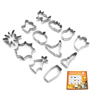 Halloween Ausstechformen Set aus Edelstahl mit 12 verschiedenen Motiven zum Backen.