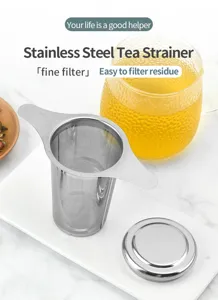Colino da tè in acciaio inossidabile con coperchio filtro a maglia fine per tazza