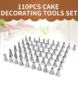 110Pcs Stainless Steel Cake Decorating Piping Tips Set Baking Tools For Cupcake