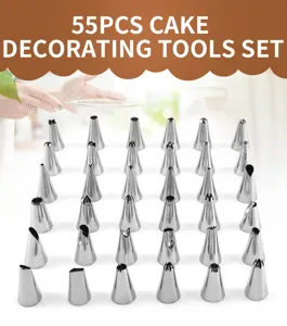 set de 55 piezas de herramientas para decorar pasteles de acero inoxidable boquillas manga