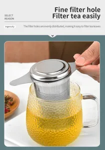 Infusore per tè in acciaio inossidabile coperchio filtro a maglia fine per tazza da tè