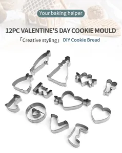 Set de 12 emporte-pièces en acier inoxydable pour la Saint-Valentin, outil de pâtisserie