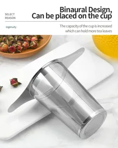 Colino da tè in acciaio inossidabile con design binaurale per tazza, filtro fine.