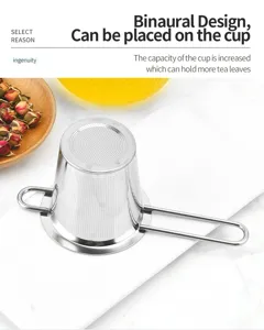 Infusore da tè in acciaio inossidabile con design binaurale e manico lungo per tè