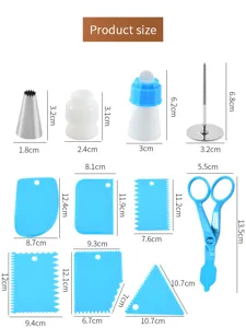 Juego de utensilios de repostería boquillas de acero inoxidable raspadores decoración