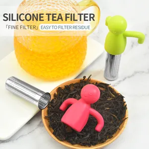 Filtro de té de silicona creativo con malla de acero inoxidable para infusión de té.