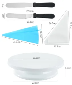 Juego de herramientas para decorar pasteles con plato giratorio y espátula de acero.