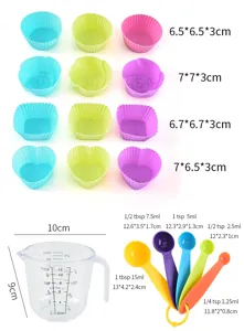 Ensemble de tasses de cuisson en silicone tasse et cuillères à mesurer pour pâtisserie.