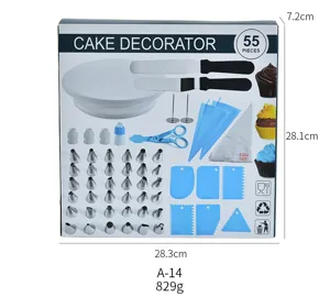 Completo Set de 55 Piezas para Decorar Pasteles Plato Giratorio Mangas Espátulas