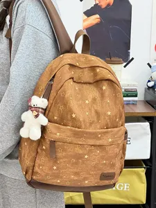 Vintage Japanischer Stil Stern Bedruckt Nylon Rucksack Große Kapazität Schultasche Für Jugendliche Entlastend Computer Tasche