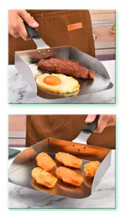 Stainless steel food transfer shovel kitchen tool for french fries nuts popcorn steak.