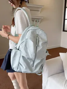 Elegante zaino azzurro con stampa a stelle per la scuola e il trasporto del laptop