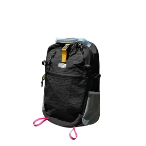 Outdoor nylon color-block backpack with multi-color straps and functional pockets