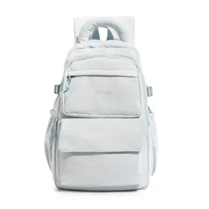 Light blue college style large capacity backpack for students with CHILANG embroidery