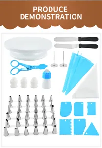 kit de decoracion de tartas 55pz plato giratorio boquillas espatulas reposteria