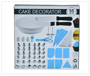 Set de Decoración de Pasteles 55 Piezas Plato Giratorio Espátulas Mangas Pasteleras.