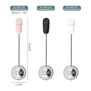 Roterende 304 roestvrijstalen thee-ei met handvat, 18,4 cm lang voor losse bladthee.