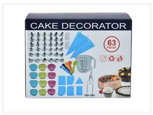 63pcs Kit Outils de Decoration de Gateau Douilles Poches Tasses Muffin Silicone Pro