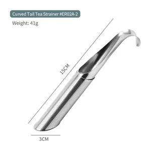Roestvrijstalen gebogen staart thee-ei, 15cm losse blad thee-infuser voor theepot.