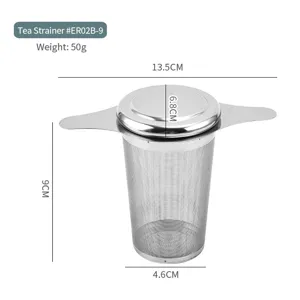 Colino da tè in acciaio inossidabile con coperchio e filtro per tè sfuso fine