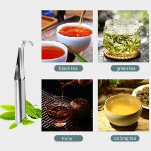 Roestvrijstalen gebogen staart thee-infuser pijp theefilter met fijn gaas voor losse bladthee