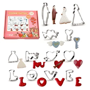 Ensemble de Moules à Biscuits en Acier Inoxydable Saint-Valentin DIY Biscuit Pâtisserie Moule Métal Fondant Outils de Cuisine