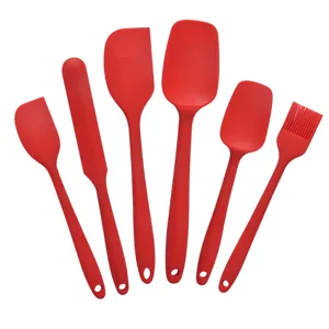 6 teiliges rotes silikon spachtel set zum backen und kochen in der kuche kuechenhelfer