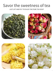 Feuilles de thé naturelles et boutons de fleurs séchés assortis pour une infusion parfaite.