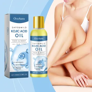 OceAura Kojic Acid Body Oil for face and skin brightening, whitening, and smooth texture care.
