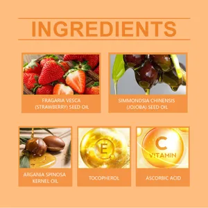 Natural plant seed oils and vitamins active ingredients detail infographic for cosmetic care.